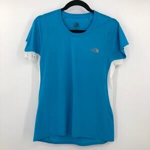 North Face Blue White Flight Series Short Sleeve Lightweight Running Shirt Top